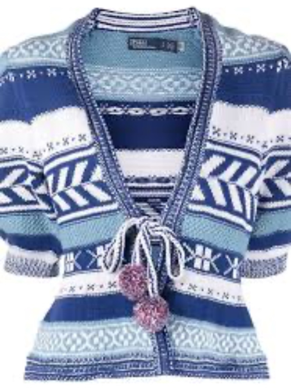 Polo Ralph Lauren Geo-Stripe Pom-Pom Linen-Blend Cardigan - size M - Picture 5 of 8